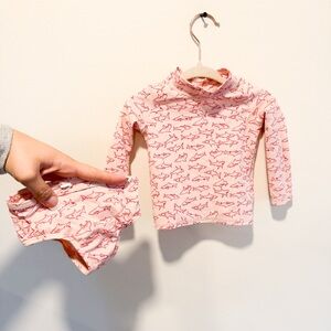 Baby Pink and Red Shark swim suit Set 3-6 months